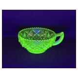 Cut Diamond Pattern Uranium Glass Candy Dish