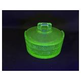 Uranium Glass Wash Bin Candy Dish with Lid