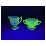 Uranium Glass Creamer & Sugar Bowl Set