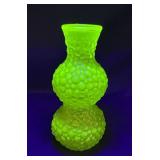 Uranium Glass Double Gourd Hobnail Vase
