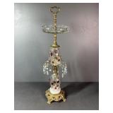 Jeweled Crystal & Brass Pedestal Ashtray