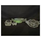 Manganese Clear Glass Handled Bowls, Salt