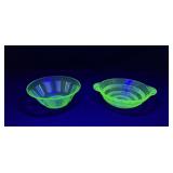 2 Vintage Uranium Glass Bowls