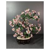 Jade & Hardstone Pink Flower Tree Arrangement