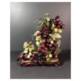 Hardstone Grape Cluster Sculpture with Jade Leaves