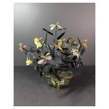 Jade Floral Arrangement in Cloisonné Planter