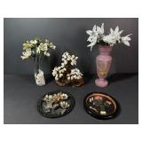 Asian Style Stone & Beaded Floral Decor