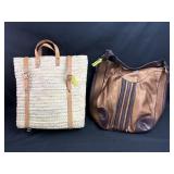 Straw beach tote/backpack & Bronze Tote bag *