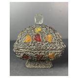 Glass and Wire coated Candy Dish