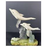 Stone Dolphin Figurine on Stone Base