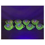 8 Uranium Glass Tea Cups