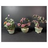 3 Small Glass Bonsai Tree