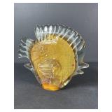 Amber Art Glass Fish Figurine