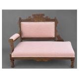 Victorian Style Wood Upholstered Settee