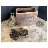 Vintage Wooden Crate & Pulleys