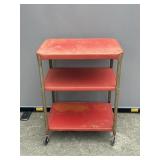 Vintage 3 Tier Red Rolling Cart