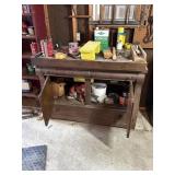 Vintage Wooden Work Bench With Contents (Is