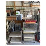 Rolling Carts, CD Stereo, and Bird Cages