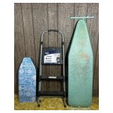 Cosco step ladder and vintage ironing boards