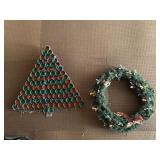 Large Christmas Wreath, Metal Tree, and Christmas