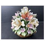 Capodimonte Spring Flowers Porcelain Basket
