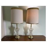 2 Small Glass Base Table Lamps
