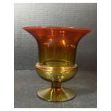 Amberina Glass Footed Vase