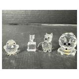 Crystal Animal Figurines  Owl, Cats & Mouse