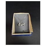 Pewter Horse & Buggy Pendant Necklace