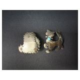 Sterling Silver Cat Brooches