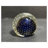 Blue Bubble Glass Paperweight