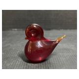 Red Art Glass Bird Paperweight