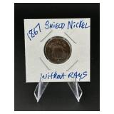 1867 Shield Nickel without Rays