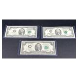 Green Seal 2 Dollar Bills