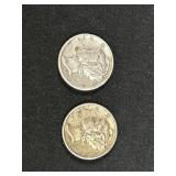 Two Mercury Dimes 1941 and 1942