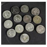 13 Silver Washington Quarters Common Dates