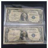 Two 1935E and 1935D Silver Certificate Blue Seal