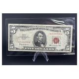 1963 Red Seal 5 Dollar Note