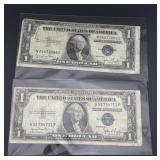 Two 1935D Silver Certificate Blue Seal