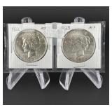 Two 1922 & 1923 Peace Silver Dollar