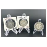 Barber Half Dollars 1909, 1906D, and 1912