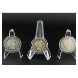 Barber Half Dollars 1899, 1908D, and 1908O