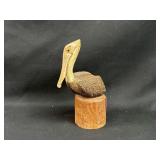Handmade Wooden Pelican Statue