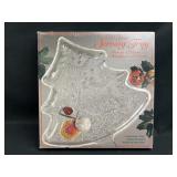 Christmas tree glass serving tray