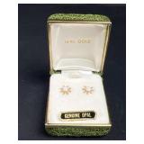 14k gold opal flower earrings