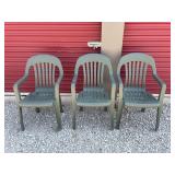 3 Plastic Outdoor Chairs