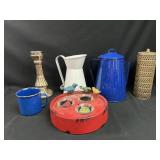 Enamelware tea pot and more