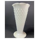 Milk glass hobnail vase