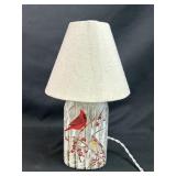 Glass Bottle Cardinal Painted Lamp