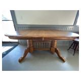 Oak Double Pedestal Dining Table with Leaf